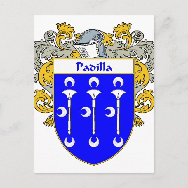 Postal Escudo de armas de Padilla/escudo familiar (Mantle (Anverso)