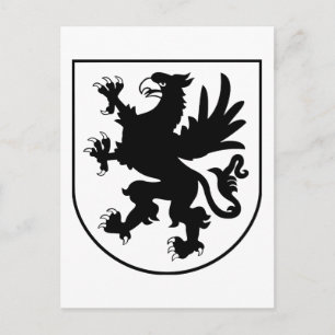 Postal Escudo de Armas de Pomerania Negro y Blanco Heráld