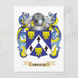 Postal Escudo de armas de Preece (escudo de familia)