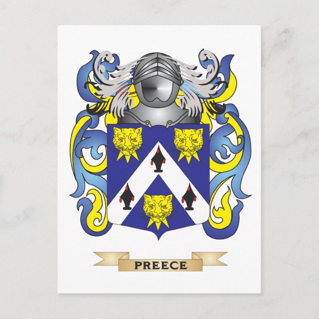 Postal Escudo de armas de Preece (escudo de familia) (Anverso)