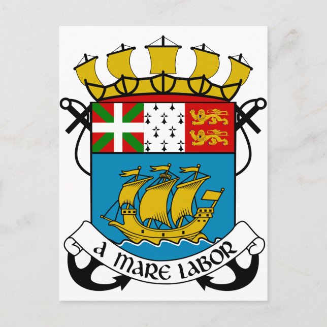 Postal Escudo de armas de San Pedro y Miquelón (Francia) (Anverso)