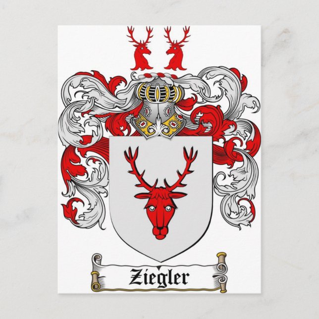 Postal Escudo de armas de Ziegler/reposo familiar de Zieg (Anverso)