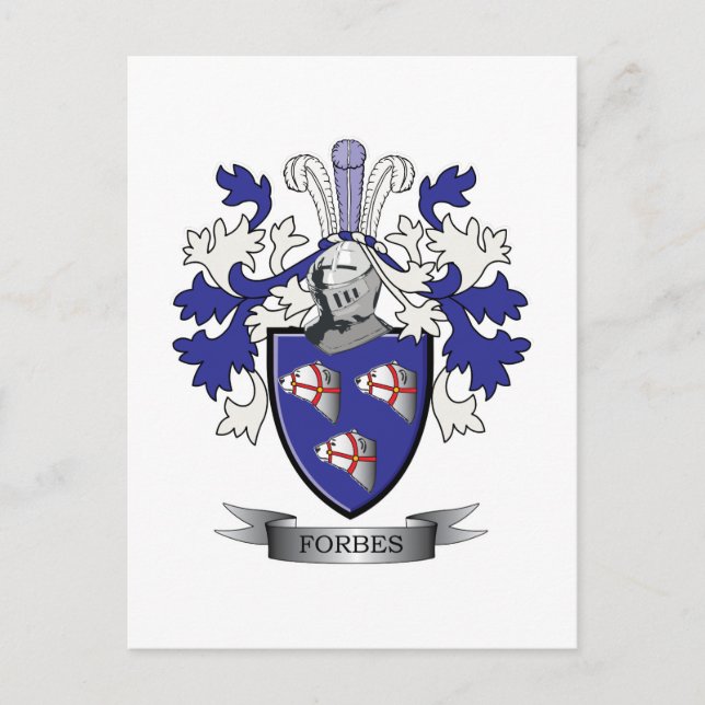 Postal Escudo de armas del escudo de la familia de Forbes (Anverso)