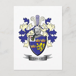 Postal Escudo de armas del escudo de la familia de Greer