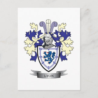 Postal Escudo de armas del escudo de la familia de Lyon