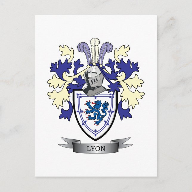 Postal Escudo de armas del escudo de la familia de Lyon (Anverso)