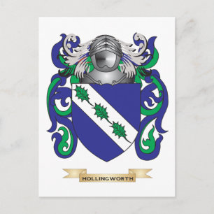 Postal Escudo de armas Hollingworth (escudo familiar)