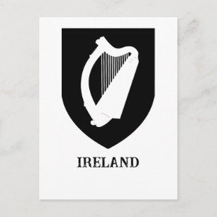 Postal Escudo de armas irlandés Arte minimalista en negro