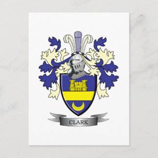 Postal Escudo de armas para escudos de la familia Clark