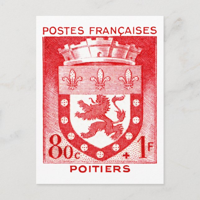 Postal Escudo de armas, Poiters Francia (Anverso)