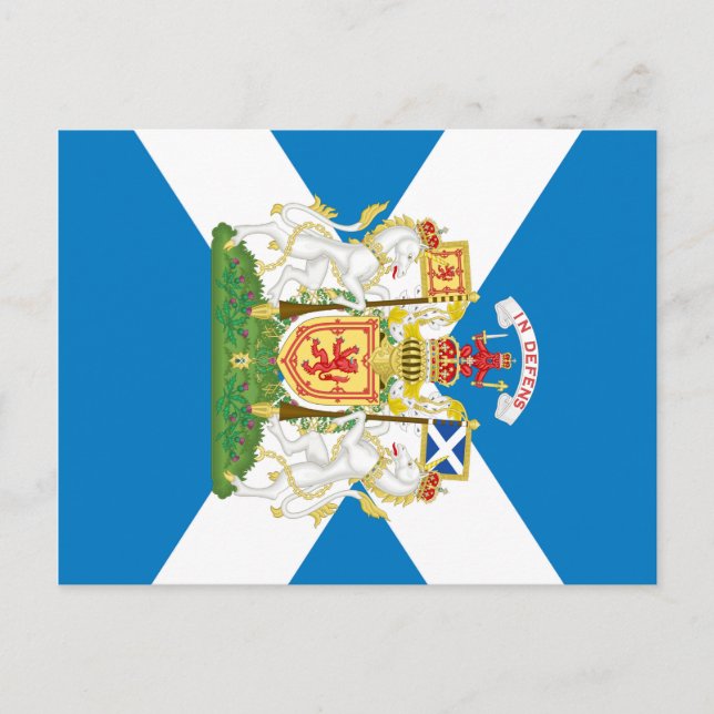 Postal Escudo de armas y bandera de Escocia (Anverso)