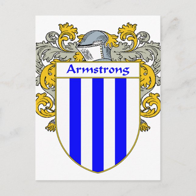 Postal Escudo de armas y escudo familiar Armstrong (Mantl (Anverso)