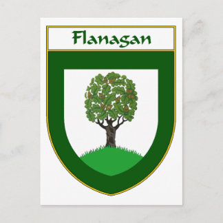 Postal Escudo de armas y escudo familiar de Flanagan
