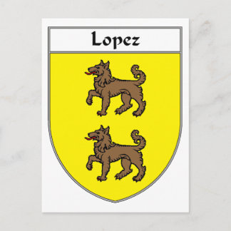 Postal Escudo de armas y escudo familiar de López