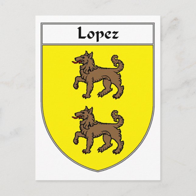 Postal Escudo de armas y escudo familiar de López (Anverso)