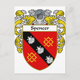 Postal Escudo de armas y escudo familiar Spencer (Mantled