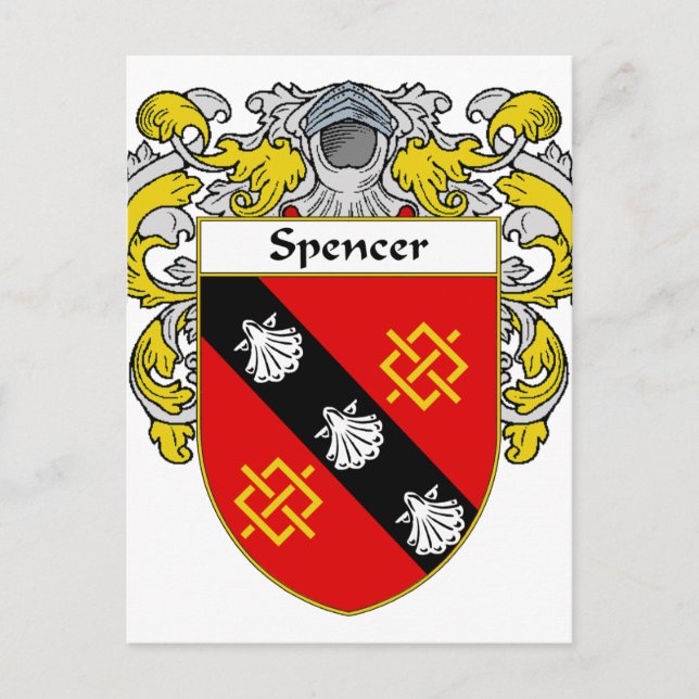 Postal Escudo de armas y escudo familiar Spencer (Mantled (Anverso)