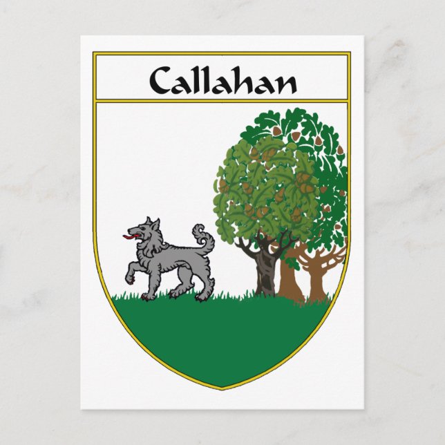 Postal Escudo de armas y reposo familiar de Callahan (Anverso)