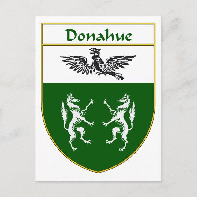 Postal Escudo de armas y reposo familiar de Donahue (Anverso)