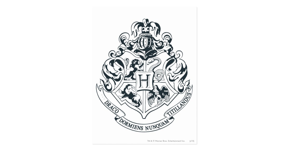 Postal Escudo de Harry Potter el | Hogwarts - blanco y ...