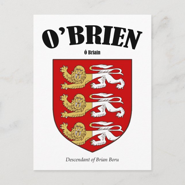 Postal Escudo de la familia O'Brien (Anverso)