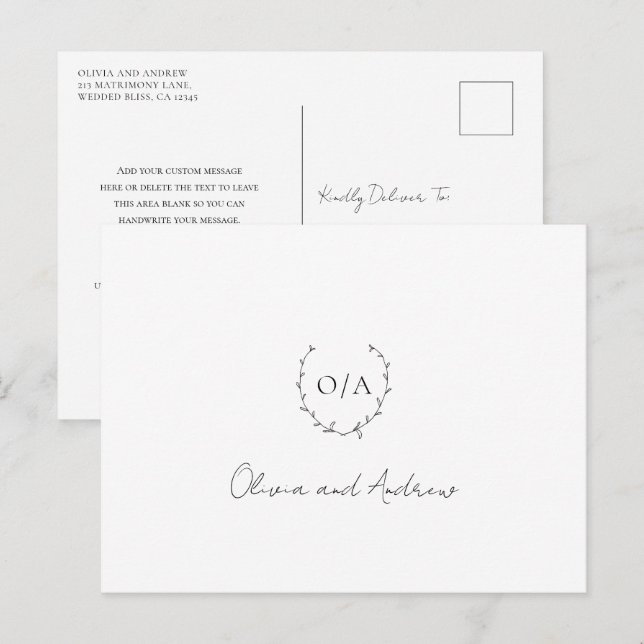 Postal Escudo de la Guerra del Monograma Elegante Gracias (Anverso / Reverso)