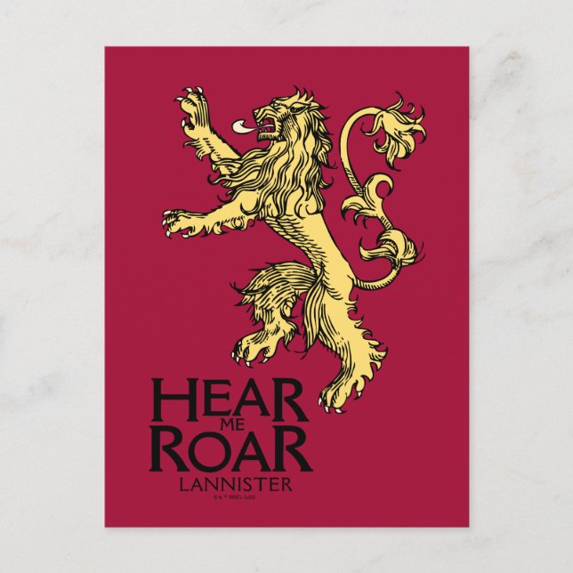 Postal Escudo de los Lannister - Escúchame Rugir (Anverso)