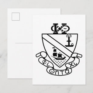 Postal Escudo de Phi Chi Theta B&W