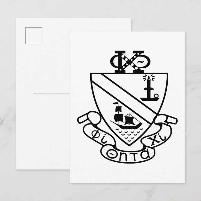 Postal Escudo de Phi Chi Theta | B&W (Anverso / Reverso)