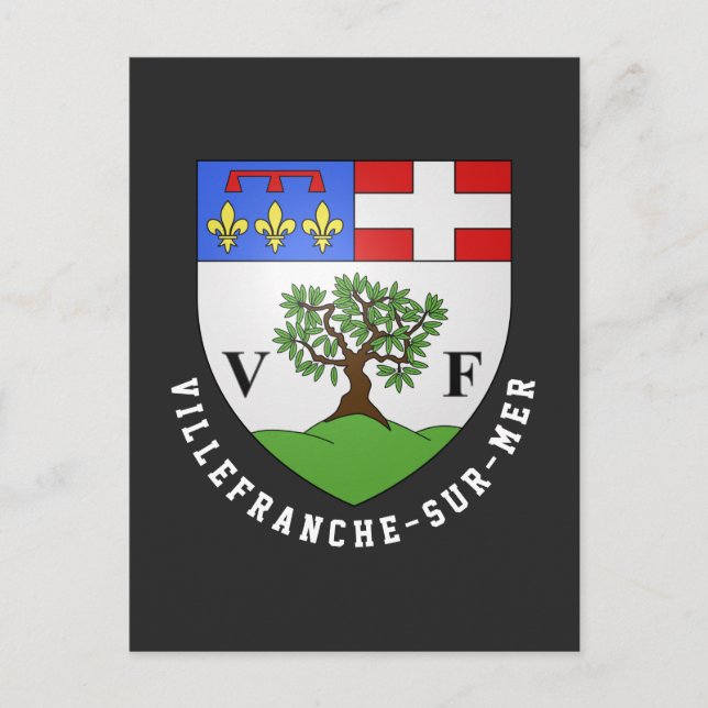 Postal Escudo de Villefranche-sur-Mer, Francia (Anverso)