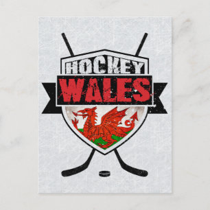 Postal Escudo galés de hockey sobre hielo de Gales