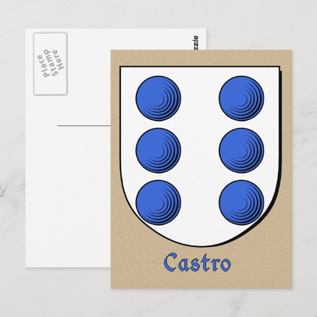 Postal Escudo Heráldico Ancestral Castro (Anverso / Reverso)