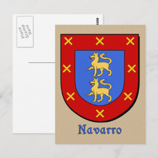 Postal Escudo heráldico ancestral de Navarro