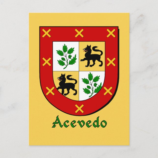 Postal Escudo heráldico de la familia Acevedo (Anverso)