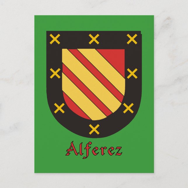 Postal Escudo heráldico de la familia Alferez (Anverso)