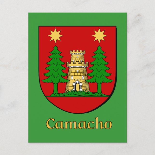 Postal Escudo heráldico de la familia Camacho (Anverso)