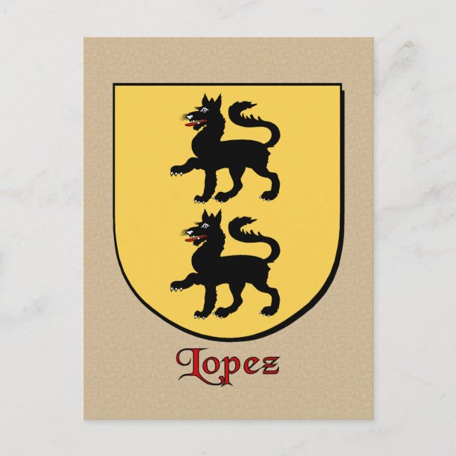 Postal Escudo heráldico de la familia López (Anverso)