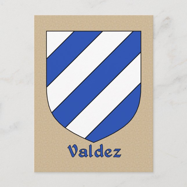 Postal Escudo heráldico de la familia Valdez (Anverso)