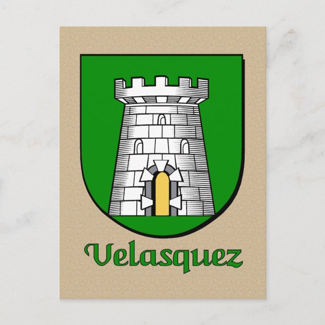Postal Escudo heráldico de la familia Velasquez (Anverso)