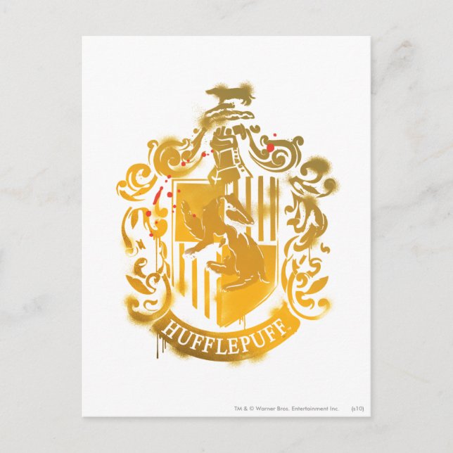 Postal Escudo Hufflepuff - salpicado (Anverso)