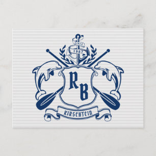 Postal Escudo Náutico Delfines Anchor Oars Laurel Shield