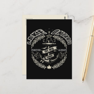 Postal Escudo náutico marítimo vintage del lago Ontario