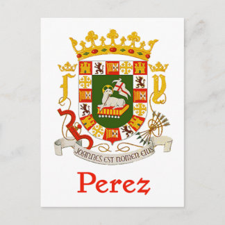 Postal Escudo Pérez de Puerto Rico