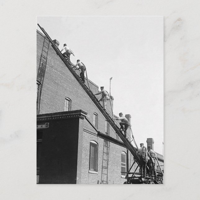 Postal Escuela de entrenamiento de los bomberos, 1920 (Anverso)