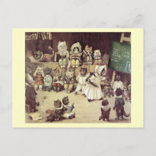 Postal Escuela de gatos de Louis Wain Postcard