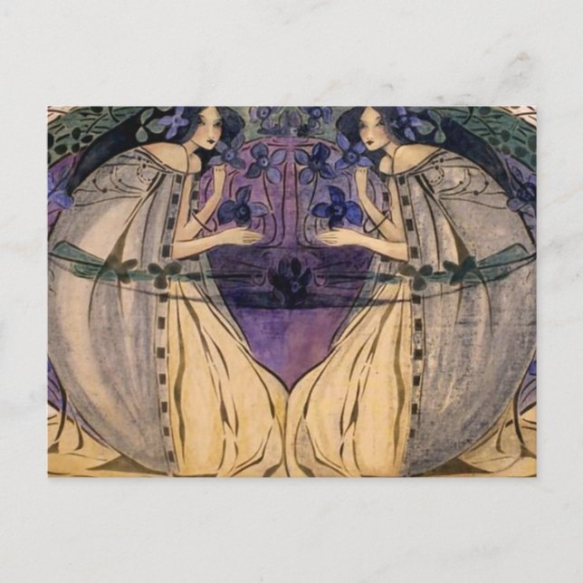 Postal Escuela de Glasgow Frances Macdonald MacNair Sprin (Anverso)