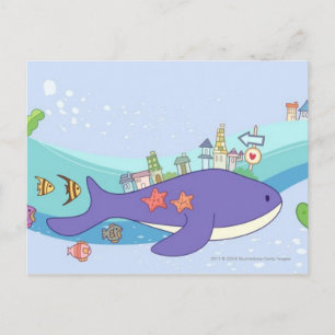 Postal Escuela de los pescados que nadan en ciudad