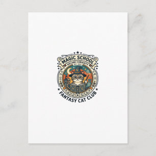 Postal Escuela de Magia Fantasía Gato Diseño Gatito Lindo