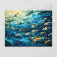 Escuela de Peces en Pintura Oceánica Expresiva