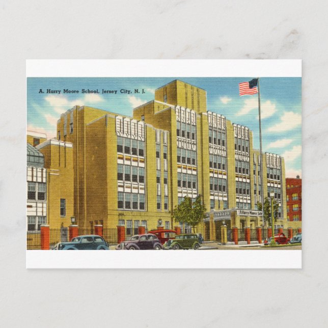 Postal Escuela Harry Moore en Jersey City, Nueva Jersey (Anverso)